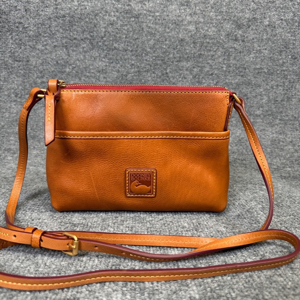 Dooney & Bourke Ginger Crossbody Bag Purse Florentine Brown Zip Closure Fall